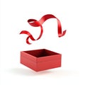 Red gift box mockup or red present box isolated on white background with shadow 3D rendering Royalty Free Stock Photo