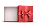 Red gift box open or present box with red ribbon bow and blank space inside the box isolated on white background Royalty Free Stock Photo