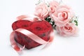 Red Gift Box with Pink Roses