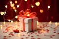 red gift box with candle christmas gift box red gift box Royalty Free Stock Photo