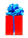 Red gift box with ribbon bow Royalty Free Stock Photo