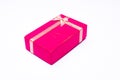 Red gift box with ribbon bow isolated Royalty Free Stock Photo