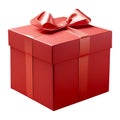 Red gift box with ribbon and bow on transparent background, Christmas concept Royalty Free Stock Photo