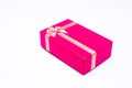 Red gift box with ribbon bow Royalty Free Stock Photo