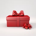 Realistic Red Gift Box With Untied Ribbons And Bow On White Background Royalty Free Stock Photo