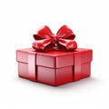 Realistic Red Gift Box With Untied Ribbons And Bow On White Background Royalty Free Stock Photo