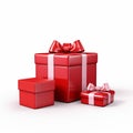 Red Gift Box With Untied Ribbons And Bow On White Background Royalty Free Stock Photo