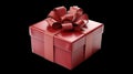 A Red gift box wrapped for Christmas birthday or Valentines presents with red ribbon bows isolated against a transparent Royalty Free Stock Photo