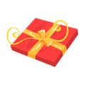 Red gift box with yellow bow cartoon vector Illustration Royalty Free Stock Photo