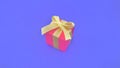 Red gift box with yellow ribbon on indigo background. Royalty Free Stock Photo