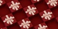 Red Gift Boxes Arranged Background. 3d