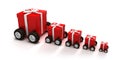 Red gift boxes convoy Royalty Free Stock Photo