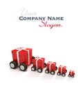 Red gift boxes convoy Royalty Free Stock Photo