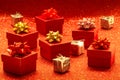 Red gift boxes Royalty Free Stock Photo