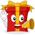Red Gift Character Holding a Megaphone