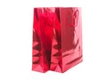 RED GIFT PACKAGE ON WHITE BACKGROUND. Colourful paper shopping bags isolated on white Royalty Free Stock Photo