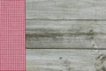 Red Gingham Border On Wood Background