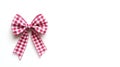 Red Gingham Bow on White Background, Gift Wrap, Ribbon , Bow, Gingham Royalty Free Stock Photo