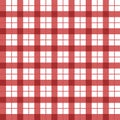 Classic red and white plaid texture. Red checkered seamless pattern for picnic. Royalty Free Stock Photo