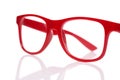Red glases on white