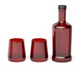 Red glass bottle and two glasses Royalty Free Stock Photo