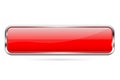 Red glass button. 3d shiny rectangle icon Royalty Free Stock Photo