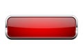 Red glass button. Shiny rectangle 3d web icon Royalty Free Stock Photo