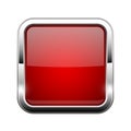 Red glass button. Shiny square 3d web icon Royalty Free Stock Photo