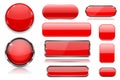 Red glass buttons. Collection of 3d icons Royalty Free Stock Photo