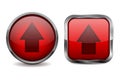 Red glass buttons. Up arrow Royalty Free Stock Photo