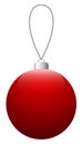 Red glass Christmas ball on the string isolated on a white background. Royalty Free Stock Photo