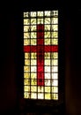 Red glass crucifix with black border