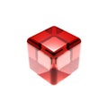 Red glass cube isolated