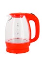 Red glass electric kettle isolated on white background Royalty Free Stock Photo