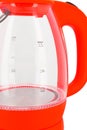 Red glass electric kettle isolated on white background Royalty Free Stock Photo