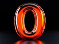 A red glass letter O on a black background Royalty Free Stock Photo