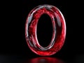 A red glass letter O on a black background Royalty Free Stock Photo
