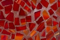 Red glass mosaic wall pattern