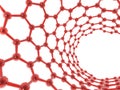 Red glass nanotube structure on white background