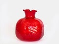 Red glass vase in the form of pomegranate Royalty Free Stock Photo