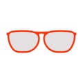 Red glasses with grey glasses front view of the classic shape. flat illustration.Summer stylish glasses.Vector illustration