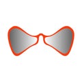 Red glasses of an unusual shape with a curved frame with smoky gray glasses.Fashionable bright accessories for men and women .A