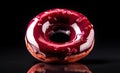 Red Glazed Donut Isolated, Sweet Doughnut Cake, Donut Dessert, Abstract Generative AI Illustration