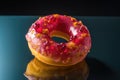 Red Glazed Donut Isolated, Sweet Doughnut Cake, Donut Dessert, Abstract Generative AI Illustration