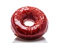 Red Glazed Donut Isolated, Sweet Doughnut Cake, Donut Dessert, Abstract Generative AI Illustration