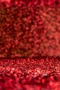 Red Glitter Abstract Background, Perspective Space For Display O
