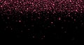 Red glitter on black, pink, bright, confetti, stars, many stars, holiday, Christmas,party, particle drop, glow Royalty Free Stock Photo