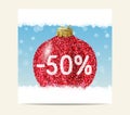 Red glitter christmas ball for christmas sale Royalty Free Stock Photo