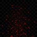 Red glitter dust particles, bright explosion flashes on a transparent background Royalty Free Stock Photo