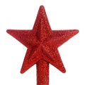 Red glitter star Christmas tree topper Royalty Free Stock Photo